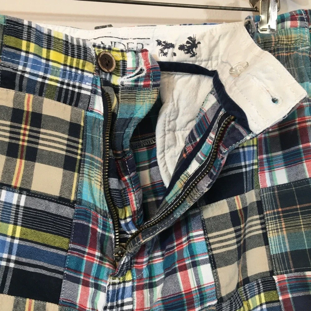 Islander Madras Patchwork Plaid Cargo Shorts‎ Men's Size 38